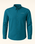 The Marine — teal green embroidered long-sleeve shirt with de Cyrano wordmark
