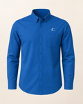 The Indigo — strong blue embroidered long-sleeve shirt with dC monogram